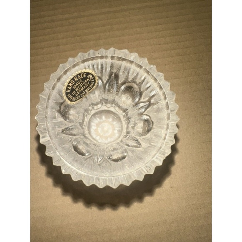 Vintage Clear Crystal Toothpick Holder Pressed Ovals & Grooves West Germany - Picture 4 of 5
